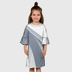 Платье клеш для девочки Светлый серо-голубой текстурированный с полосой, цвет: 3D-принт — фото 2