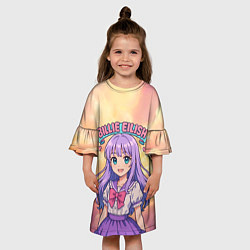 Платье клеш для девочки Билли Айлиш в аниме стиле, цвет: 3D-принт — фото 2