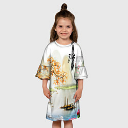 Платье клеш для девочки China Landscape, цвет: 3D-принт — фото 2