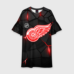Платье клеш для девочки Детройт Ред Уингз - плиты с подсветкой, цвет: 3D-принт