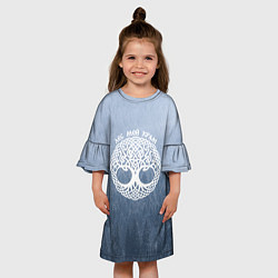 Платье клеш для девочки Лес мой храм древо миров - кельтское тату, цвет: 3D-принт — фото 2