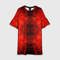 Платье клеш для девочки Красно-черная кожа дракона, цвет: 3D-принт