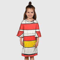 Платье клеш для девочки Красные полоски, цвет: 3D-принт — фото 2