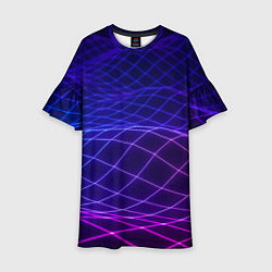 Платье клеш для девочки Абстрактные волны из сот, цвет: 3D-принт