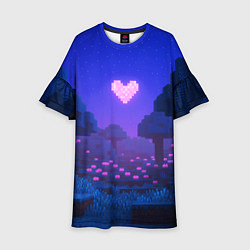 Платье клеш для девочки Ночной лес Minecraft с сердечком луной, цвет: 3D-принт