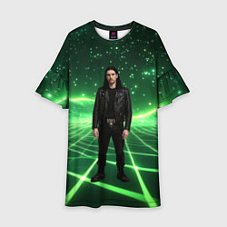 Платье клеш для девочки Bones в зеленом полигоне, цвет: 3D-принт