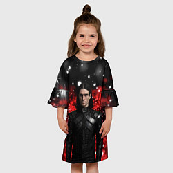 Платье клеш для девочки Bones в кожаной куртке, цвет: 3D-принт — фото 2