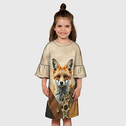 Платье клеш для девочки Удивительный рыжий лисёнок, цвет: 3D-принт — фото 2
