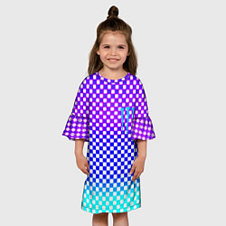 Платье клеш для девочки Monster шахматная клетка градиент, цвет: 3D-принт — фото 2