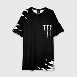 Платье клеш для девочки Monster energy fire white, цвет: 3D-принт