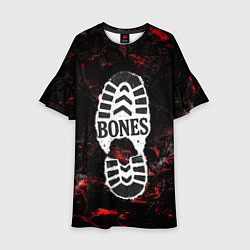 Платье клеш для девочки Bones лого в стиле следа ботинка, цвет: 3D-принт