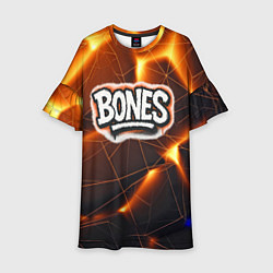 Платье клеш для девочки Bones лого в уличном стиле, цвет: 3D-принт