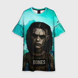 Платье клеш для девочки Bones в стиле хоррор куклы, цвет: 3D-принт