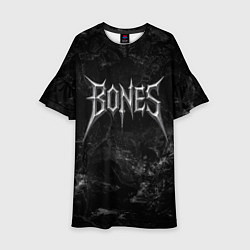Платье клеш для девочки Bones лого из металла, цвет: 3D-принт