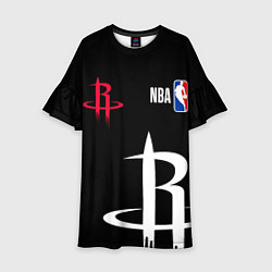Платье клеш для девочки Хьюстон Рокетс - НБА команда, цвет: 3D-принт