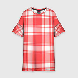 Платье клеш для девочки Checked red white, цвет: 3D-принт