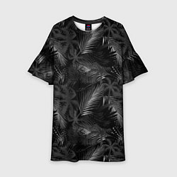 Платье клеш для девочки Palm black and white, цвет: 3D-принт