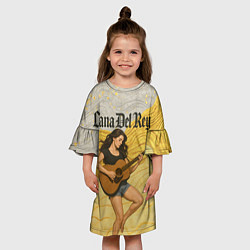 Платье клеш для девочки Lana Del Rey с гитарой, цвет: 3D-принт — фото 2
