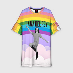 Платье клеш для девочки Lana Del Rey на фоне радуги, цвет: 3D-принт