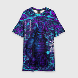 Платье клеш для девочки Призрак самурая - неновый арт, цвет: 3D-принт