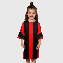 Платье клеш для девочки Color black red lines, цвет: 3D-принт — фото 2