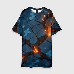 Платье клеш для девочки Разлом камуфляжный плит, цвет: 3D-принт