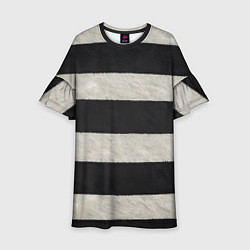 Платье клеш для девочки Текстурные черно-белые полосы, цвет: 3D-принт