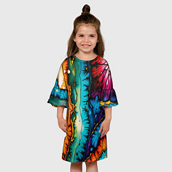 Платье клеш для девочки Разноцветный узор, цвет: 3D-принт — фото 2