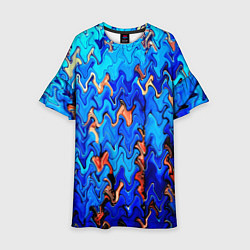 Детское платье Сине-голубой стекающая абстракция