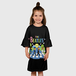 Платье клеш для девочки The Beatles, мультяшный стиль, цвет: 3D-принт — фото 2
