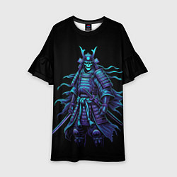 Платье клеш для девочки Неоновый призрак самурай, цвет: 3D-принт
