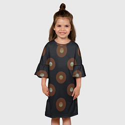 Платье клеш для девочки Black coffee moon drops pattern, цвет: 3D-принт — фото 2