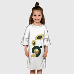 Платье клеш для девочки Черный кролик в стиле модерн, цвет: 3D-принт — фото 2