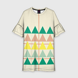 Платье клеш для девочки Абстрактный лес - треугольники на светлом, цвет: 3D-принт