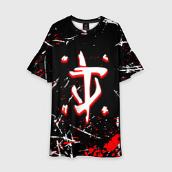 Платье клеш для девочки Doom краски штрихи, цвет: 3D-принт