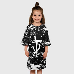 Платье клеш для девочки Doom краски белые штрихи, цвет: 3D-принт — фото 2
