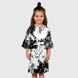 Платье клеш для девочки Doom краски всплеск белые, цвет: 3D-принт — фото 2
