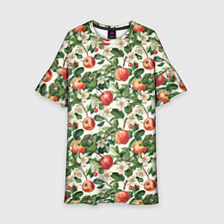 Платье клеш для девочки Яркие яблочки - паттерн, цвет: 3D-принт