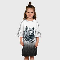 Платье клеш для девочки Лес мой храм - медведь бог лесов, цвет: 3D-принт — фото 2
