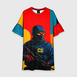 Платье клеш для девочки Контр-террорист CS 2 поп-арт, цвет: 3D-принт