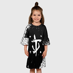 Платье клеш для девочки Doom соты краски, цвет: 3D-принт — фото 2