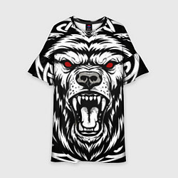 Платье клеш для девочки Яростный медведь, цвет: 3D-принт