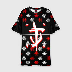 Платье клеш для девочки Doom winter pattern steel, цвет: 3D-принт