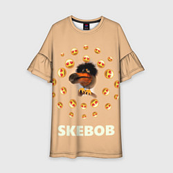 Платье клеш для девочки Мем скебоб и смайлики, цвет: 3D-принт
