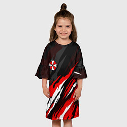 Платье клеш для девочки Umbrella - красное пламя, цвет: 3D-принт — фото 2
