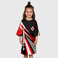 Платье клеш для девочки Красный спортивный - Umbrella, цвет: 3D-принт — фото 2