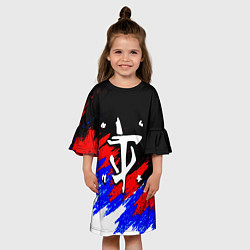 Платье клеш для девочки Doom триколор краски, цвет: 3D-принт — фото 2