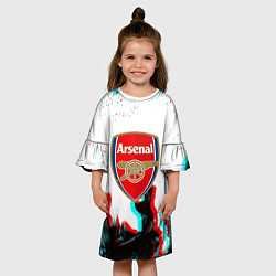 Платье клеш для девочки Arsenal огонь глитч, цвет: 3D-принт — фото 2