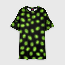 Платье клеш для девочки Неоновые бактерии, цвет: 3D-принт