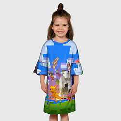 Платье клеш для девочки Майнкрафт - мобы и герои, цвет: 3D-принт — фото 2